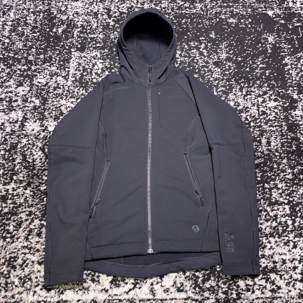 Mountain Hardwear Womens Black Softshell Hooded Jacket OL7402 XS
